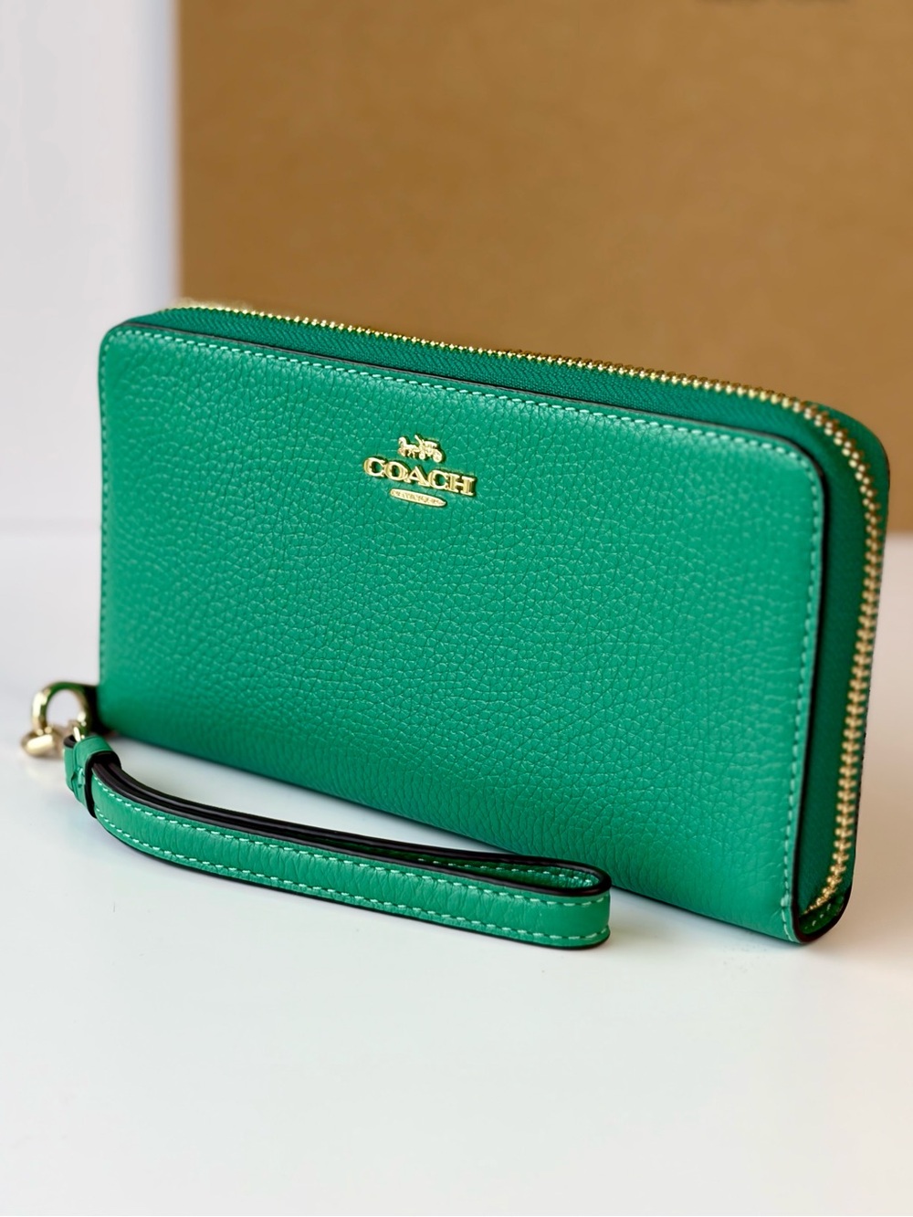 Coach Large Zip Around Leather Wallet Wristlet
